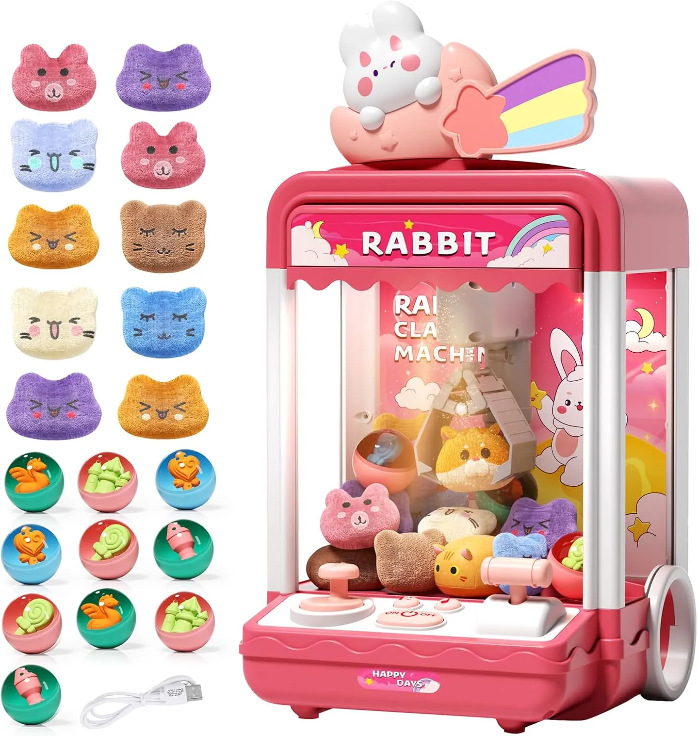 Girls and Boys, Electronic Claw Game Machine for Party Birthdays with Lights Sound, Includes 10 Plush and 10 Mini Toys Kids Claw Machine, Mini Candy Vending Grabber, Prize Dispenser row semicircular cellist quash prevent centric Toys for 