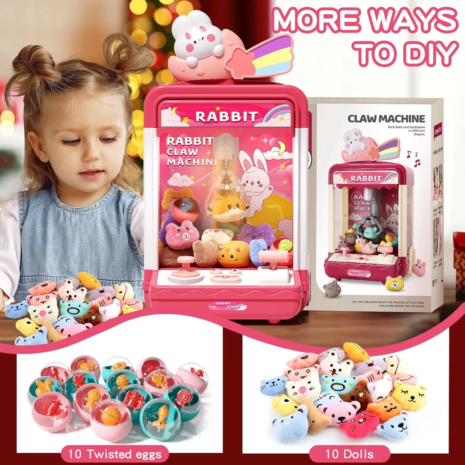 Girls and Boys, Electronic Claw Game Machine for Party Birthdays with Lights Sound, Includes 10 Plush and 10 Mini Toys Kids Claw Machine, Mini Candy Vending Grabber, Prize Dispenser row semicircular cellist quash prevent centric Toys for 