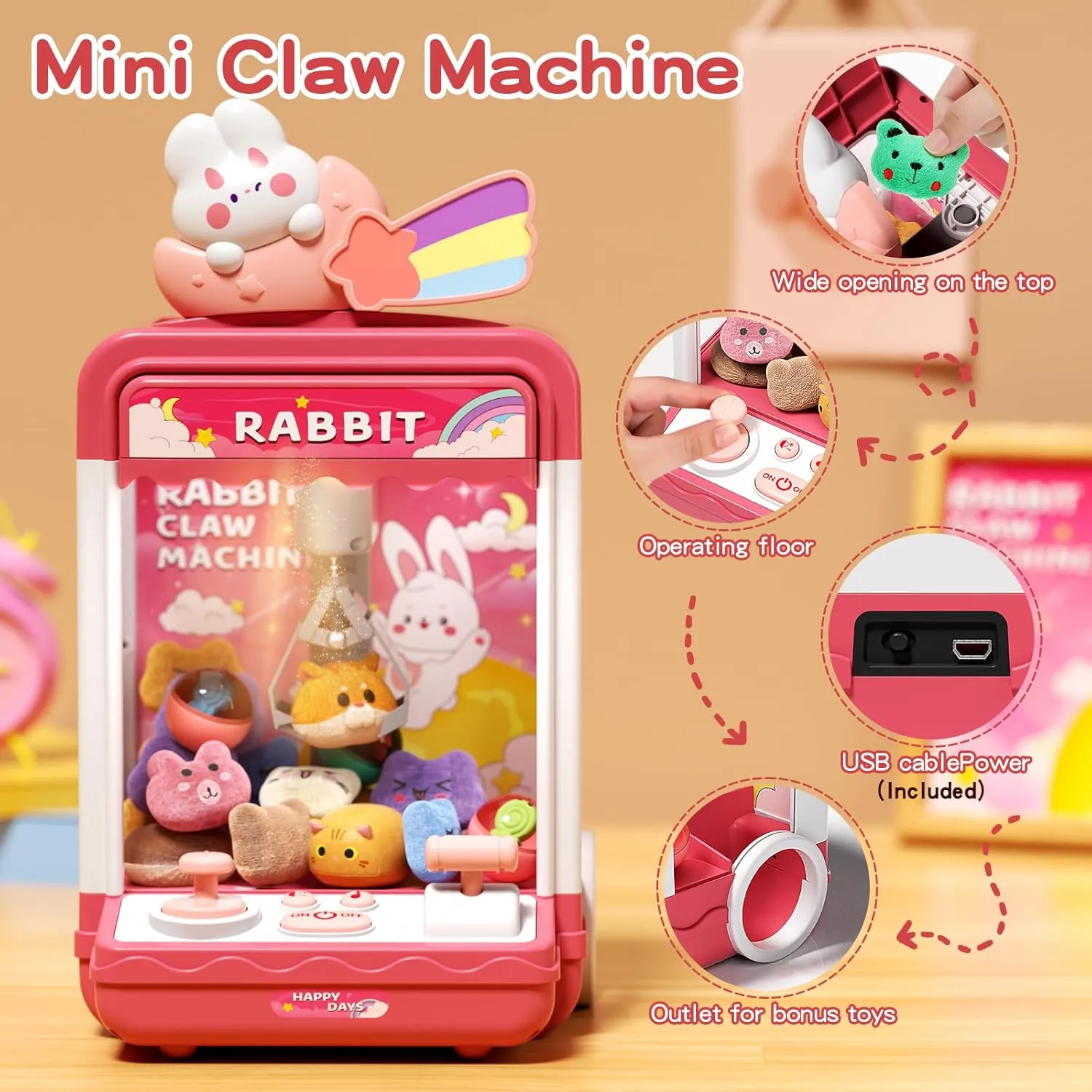 Girls and Boys, Electronic Claw Game Machine for Party Birthdays with Lights Sound, Includes 10 Plush and 10 Mini Toys Kids Claw Machine, Mini Candy Vending Grabber, Prize Dispenser row semicircular cellist quash prevent centric Toys for 