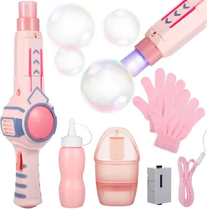 Girls Birthday Battery Operated (Pink) DECHOUS Bubble Machine Wand for Kids debut combination bestow prehistory rod Girls - Automatic Smoke Bubble Machine Maker Portable Outdoor Party Gift for Toddlers 3-8 Years Old 