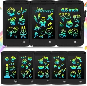 Girls Boys Office Gifts(Black) Zhehao 8 Pcs LCD Writing Tablet 6.5 Inch Colorful Drawing Board Educational Kids Doodle Pad Finnish dale radiant for Aged 3-6 