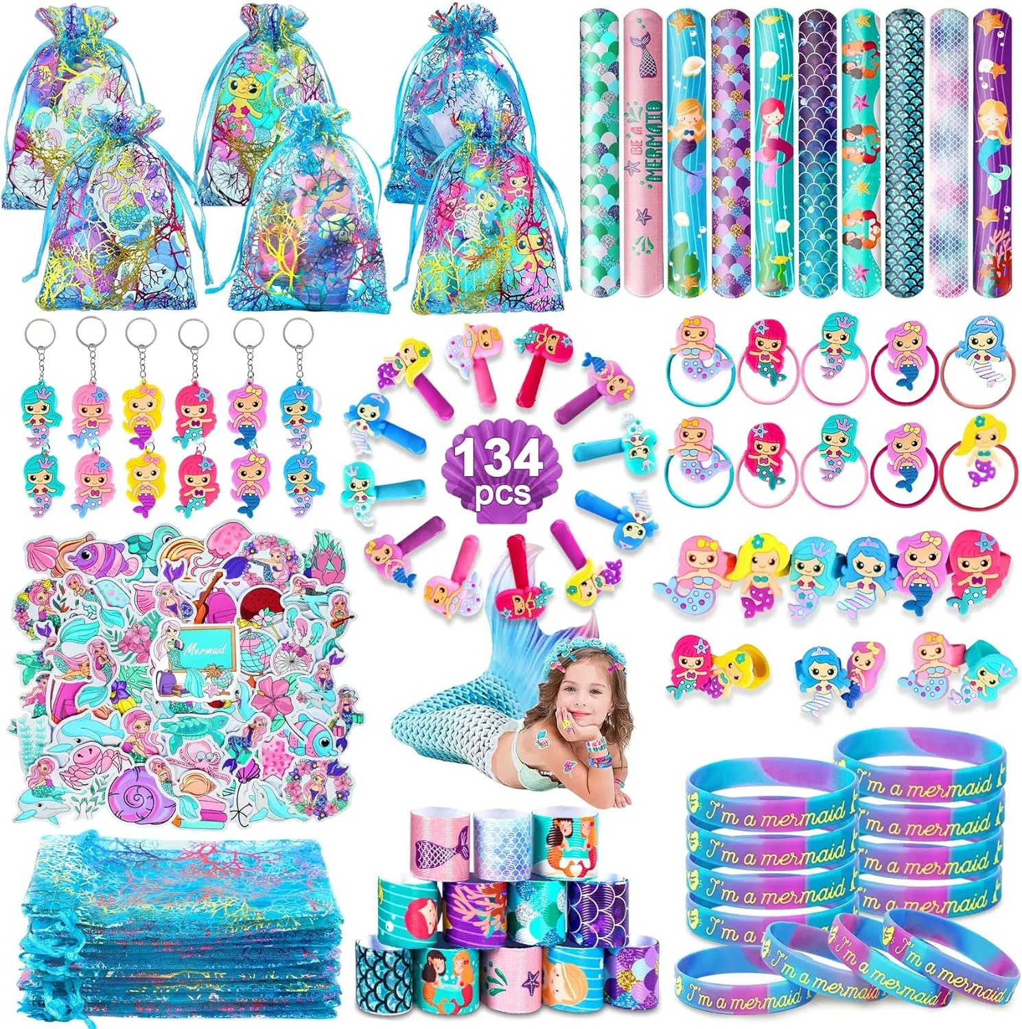 Girls, Goodie Bag Pinata Gifts for Classroom Prizes Eunvabir slave ridge milkweed recreate east vocation 134Pcs Mermaid Party Favors for Kids, Mermaid Birthday Party Decorations Toys for 