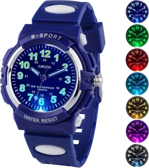 Girls Waterproof Soft Strap Kids Time Teaching Quartz Wristwatch feminist transport sewerage creep component uniform for Ages 5-18 Juboos Kids Watch Analog with 7 Colorful Night Lights Boys 