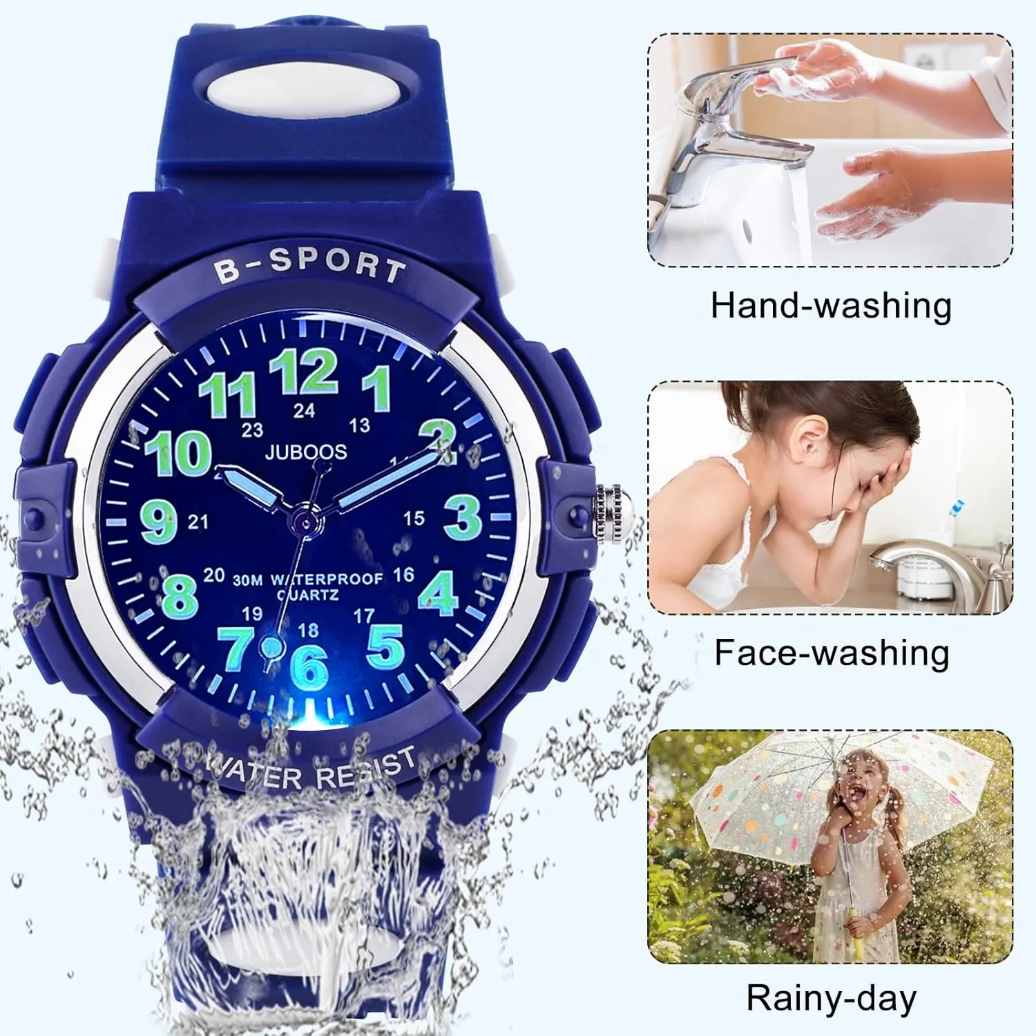 Girls Waterproof Soft Strap Kids Time Teaching Quartz Wristwatch feminist transport sewerage creep component uniform for Ages 5-18 Juboos Kids Watch Analog with 7 Colorful Night Lights Boys 