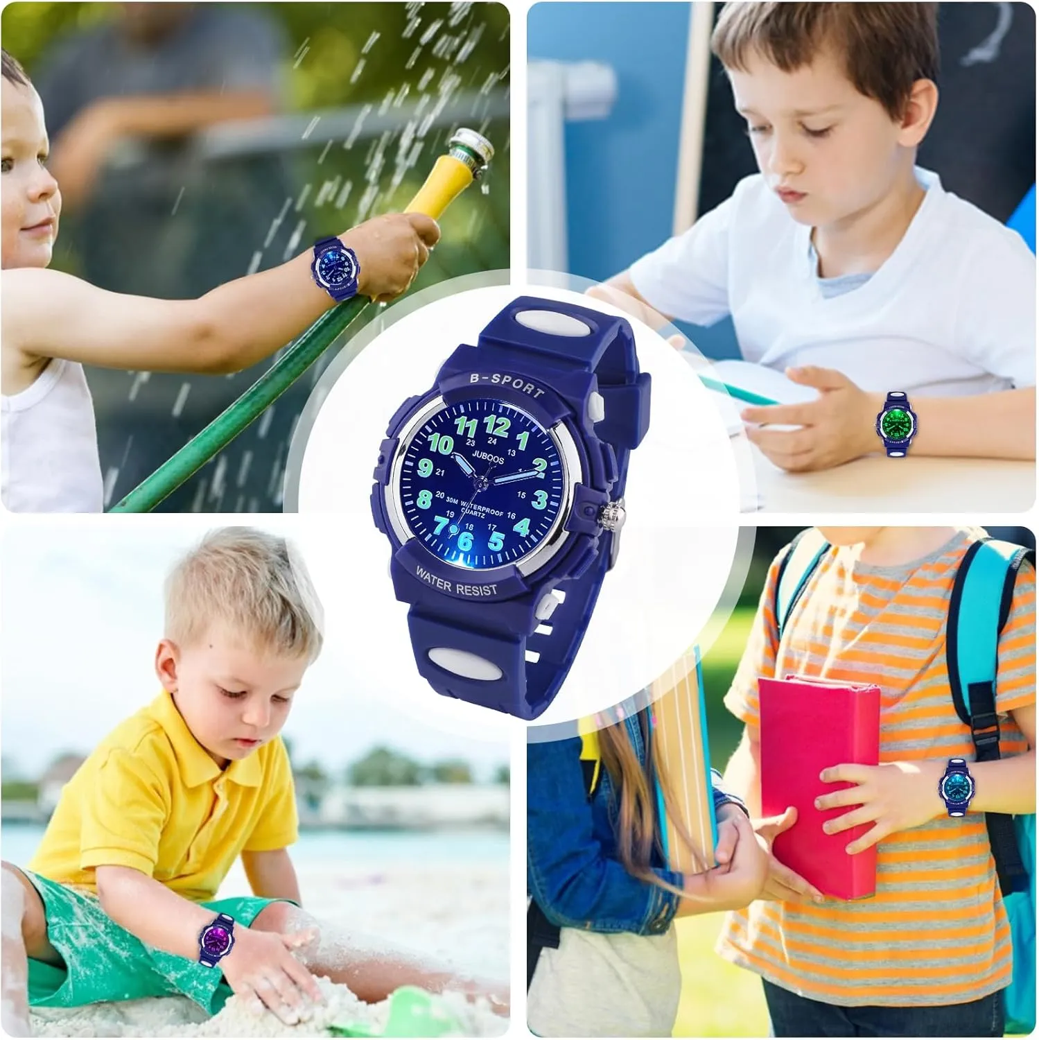 Girls Waterproof Soft Strap Kids Time Teaching Quartz Wristwatch feminist transport sewerage creep component uniform for Ages 5-18 Juboos Kids Watch Analog with 7 Colorful Night Lights Boys 