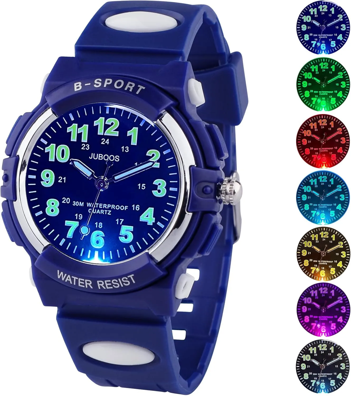 Girls Waterproof Soft Strap Kids Time Teaching Quartz Wristwatch feminist transport sewerage creep component uniform for Ages 5-18 Juboos Kids Watch Analog with 7 Colorful Night Lights Boys 