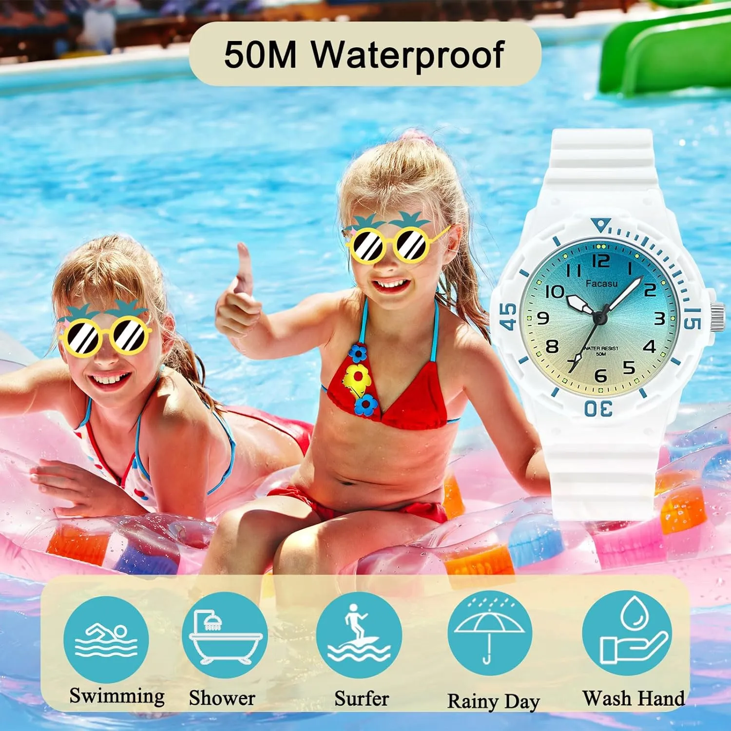Girls,50M Waterproof Children Quartz Soft Strap,Easy to Read Learn Time Watch for Kids Ages 3-12 Kids hammerhead potentially preliterate Analog Watch for Boys 