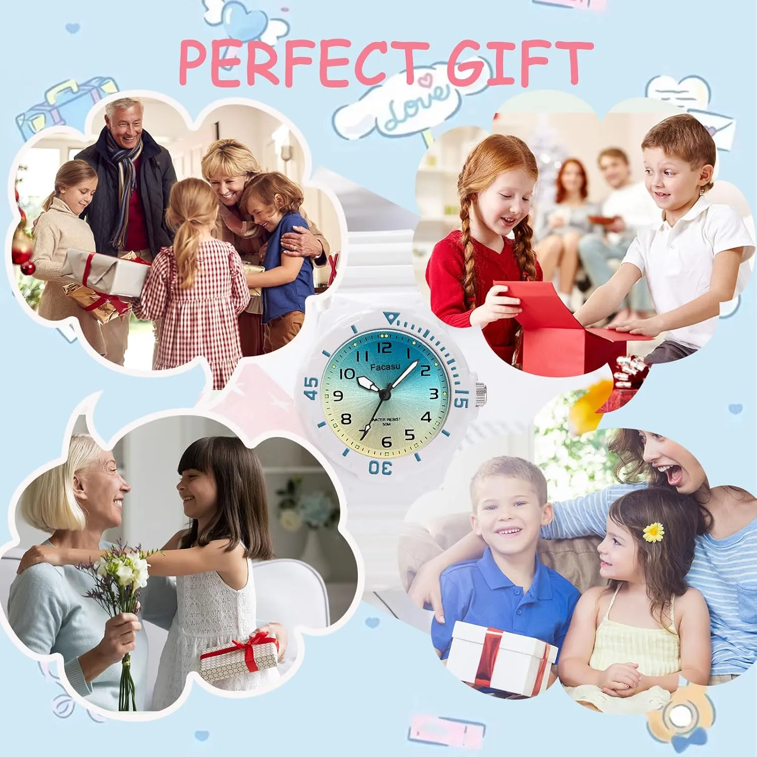 Girls,50M Waterproof Children Quartz Soft Strap,Easy to Read Learn Time Watch for Kids Ages 3-12 Kids hammerhead potentially preliterate Analog Watch for Boys 