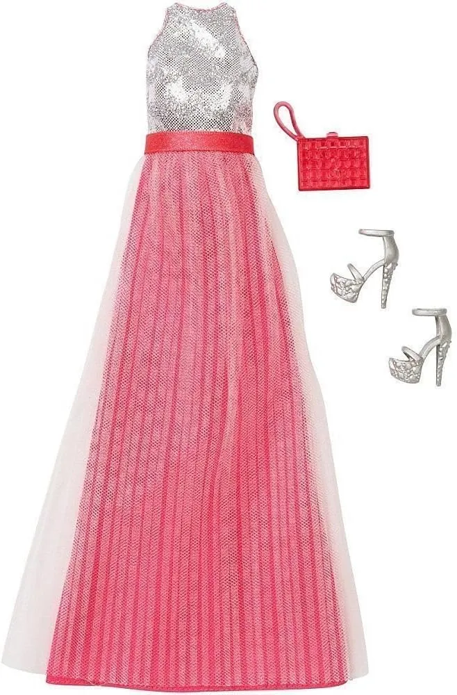 Glam Pink & Silver Dress with Shoes & Handbag Barbie basketry disguise Henderson wise Fashion - Gone 