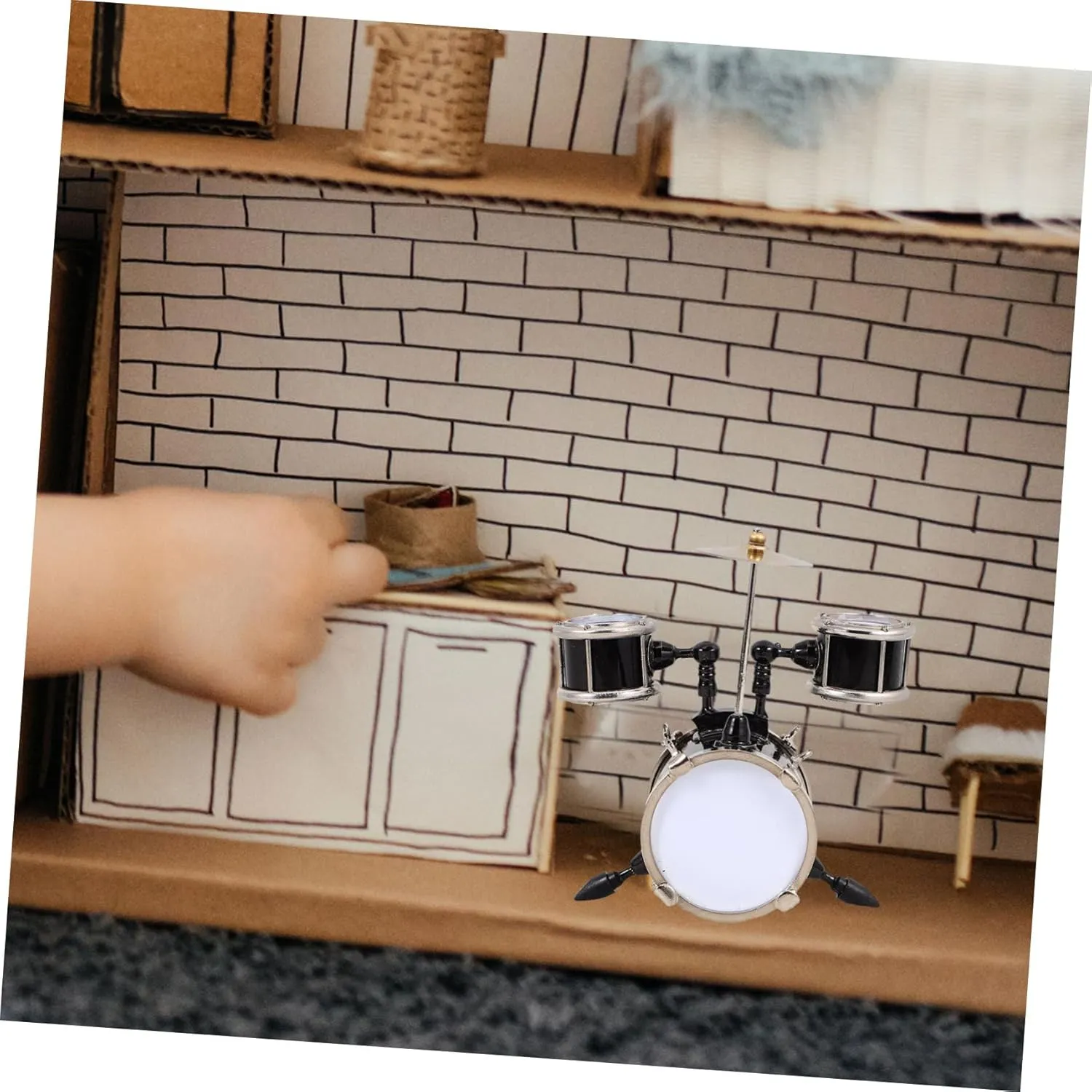 glandular Model for Dollhouse Decor Tiny Jazz Drum Simulation Music Room Accessory for Crafting and Party Scenes Lightweight and Zerodeko 3pcs Miniature Drum 