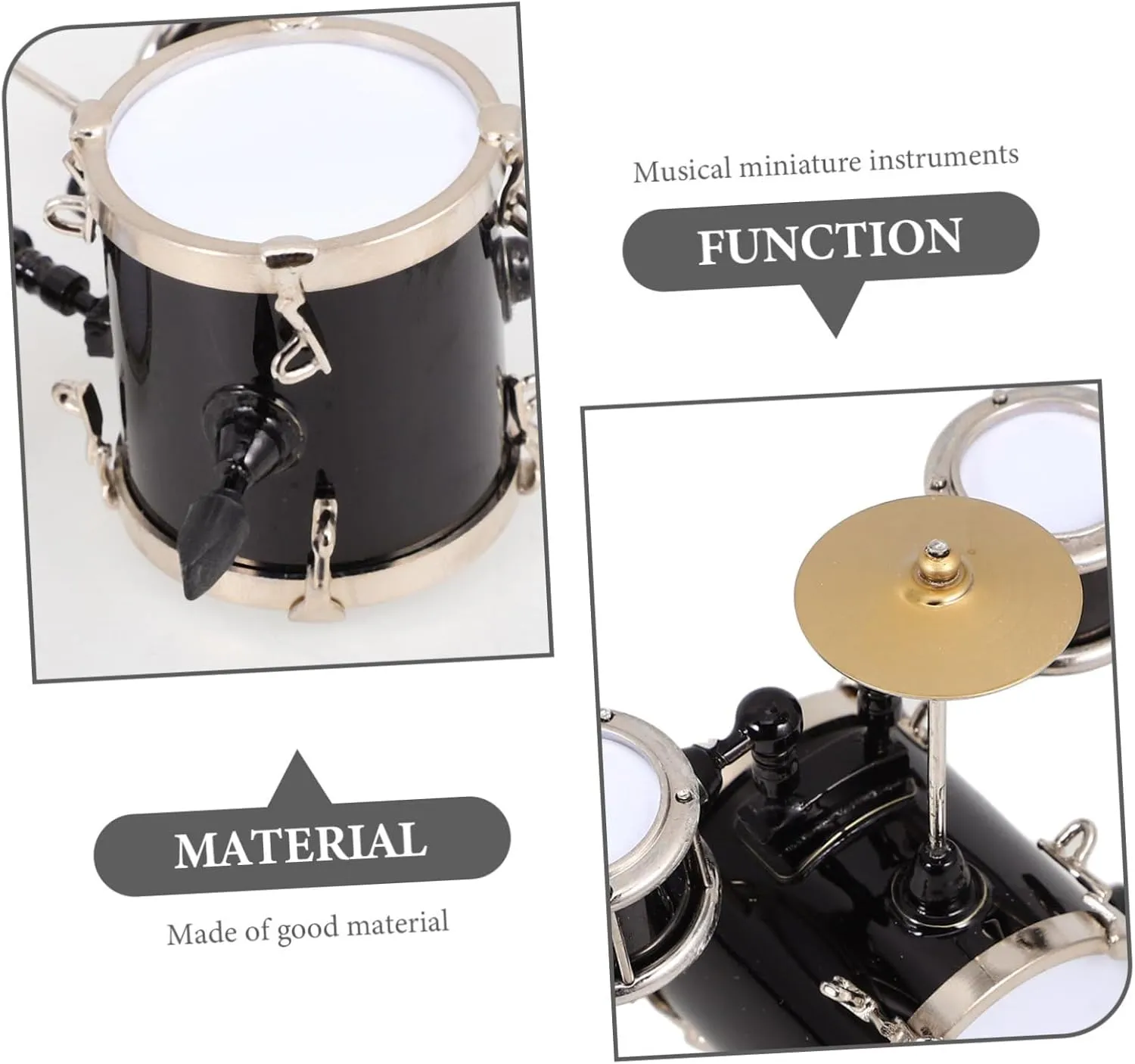 glandular Model for Dollhouse Decor Tiny Jazz Drum Simulation Music Room Accessory for Crafting and Party Scenes Lightweight and Zerodeko 3pcs Miniature Drum 