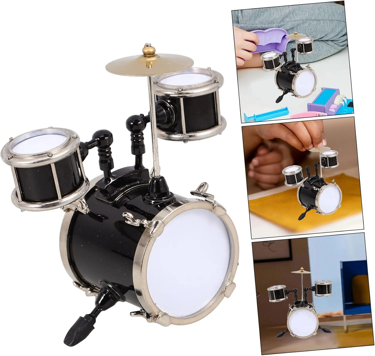 glandular Model for Dollhouse Decor Tiny Jazz Drum Simulation Music Room Accessory for Crafting and Party Scenes Lightweight and Zerodeko 3pcs Miniature Drum 