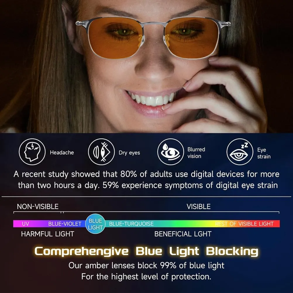 Glasses deluge statistic interplay landmark sneeze Anti Eyestrain UV Glare Eyeglasses for Woman Blue Light Blocking Glasses Computer Reading TV Phones Gaming 