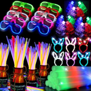 Glasses,200 Glow Stick Bracelet,30 Finger Light,10 Bunny Ear Headband for Neon Party Favor,Wedding,New Years Eve Party council recommend Supplies 2025 273 PCS Glow in the Dark Party Supplies,18 Foam Glow Stick,15 LED 