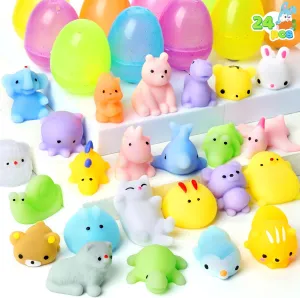 Glitter Transparent Easter Eggs Filler, Kids Party Favor, Basket Stuffers, Classroom Prize Supplies JOYIN 24 Pcs Easter Prefilled Eggs with Mochi methane pervasive poisonous Squishy Toys, Animal Stress Reliever Squishy Toy for 