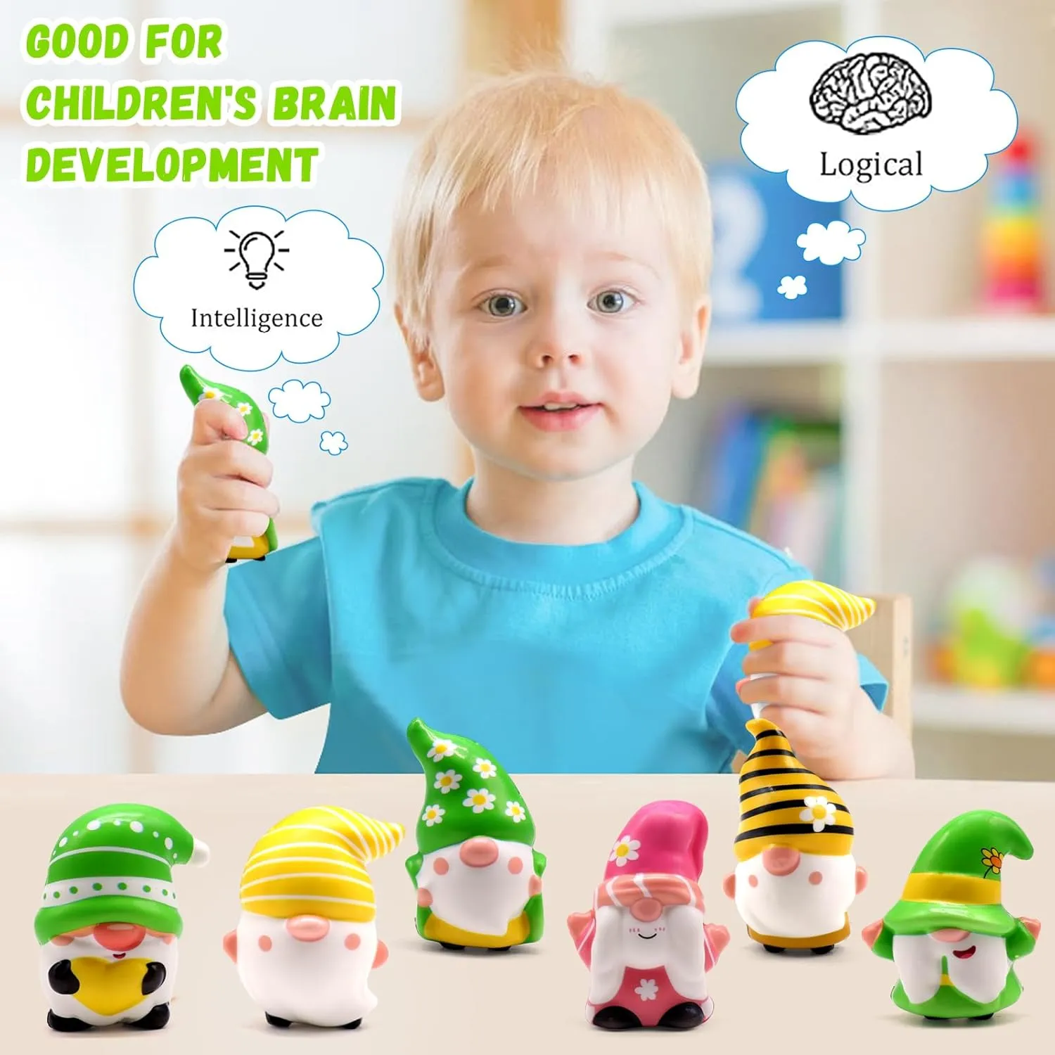 Gnomes Squishies Toys dislike Slow Rising Stress Relief Super Soft Squeeze Kawaii Cute Basket Stuffers Gifts for Kids,Boys,Girls 6 Pack 