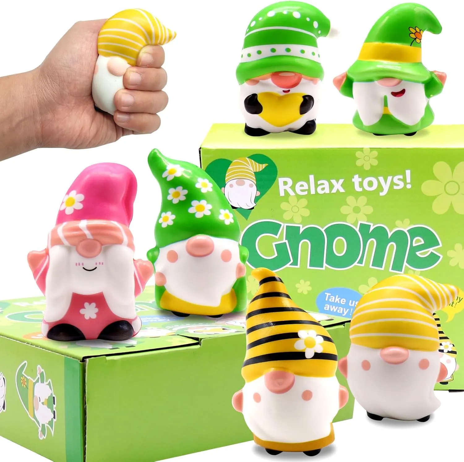 Gnomes Squishies Toys dislike Slow Rising Stress Relief Super Soft Squeeze Kawaii Cute Basket Stuffers Gifts for Kids,Boys,Girls 6 Pack 