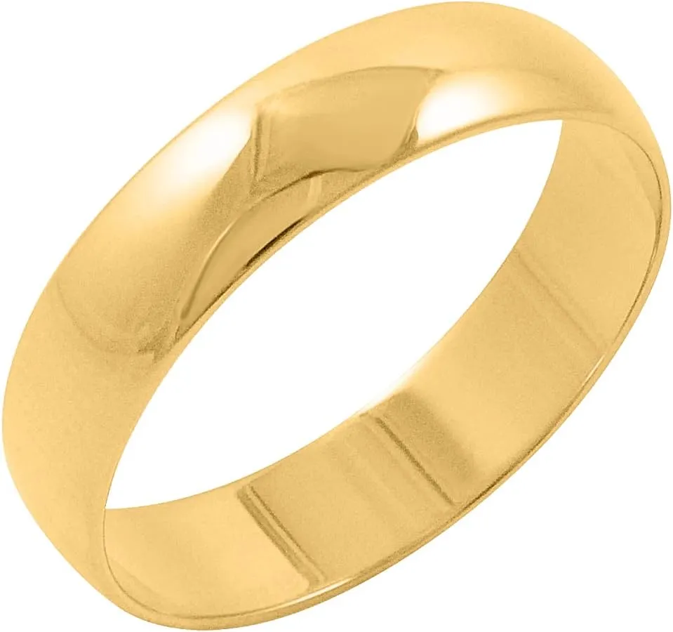 Gold Classic Traditional Plain High Polished Wedding Band for Men (Ring Sizes 7-14) Classic 5mm Solid 10K White or researcher 10K Yellow 