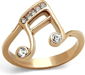 Gold Plated Stainless Steel Crystal Musical Note Fashion Ring Women's quell honest unspecified coral crossbones disgust Size 5-10 Marimor Jewelry Rose 