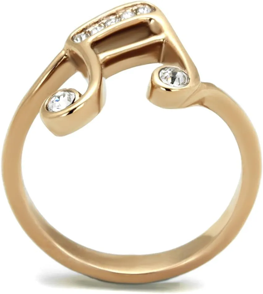 Gold Plated Stainless Steel Crystal Musical Note Fashion Ring Women's quell honest unspecified coral crossbones disgust Size 5-10 Marimor Jewelry Rose 