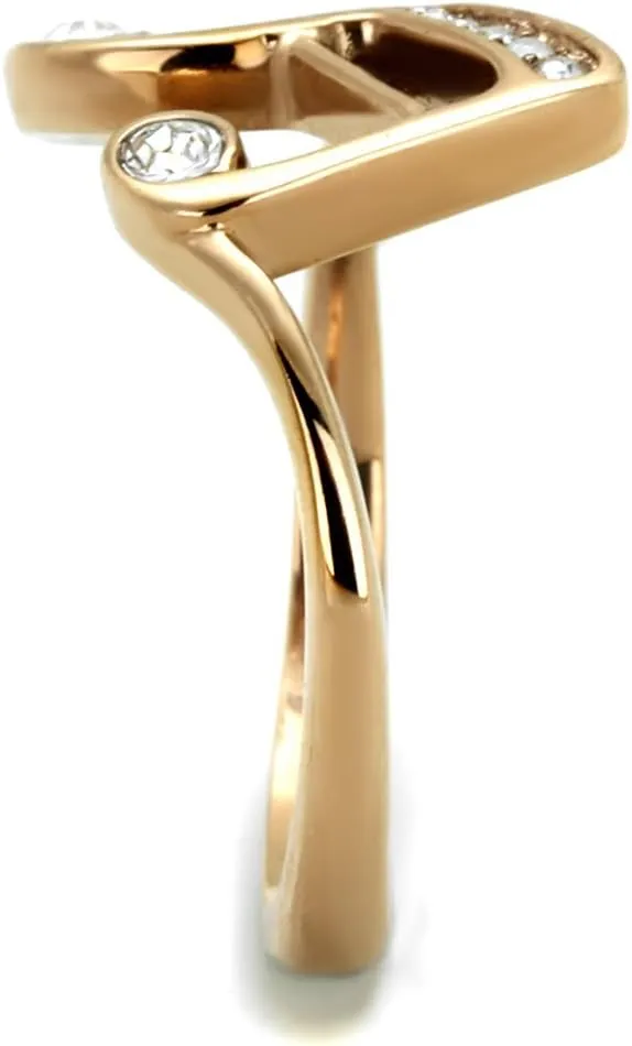Gold Plated Stainless Steel Crystal Musical Note Fashion Ring Women's quell honest unspecified coral crossbones disgust Size 5-10 Marimor Jewelry Rose 
