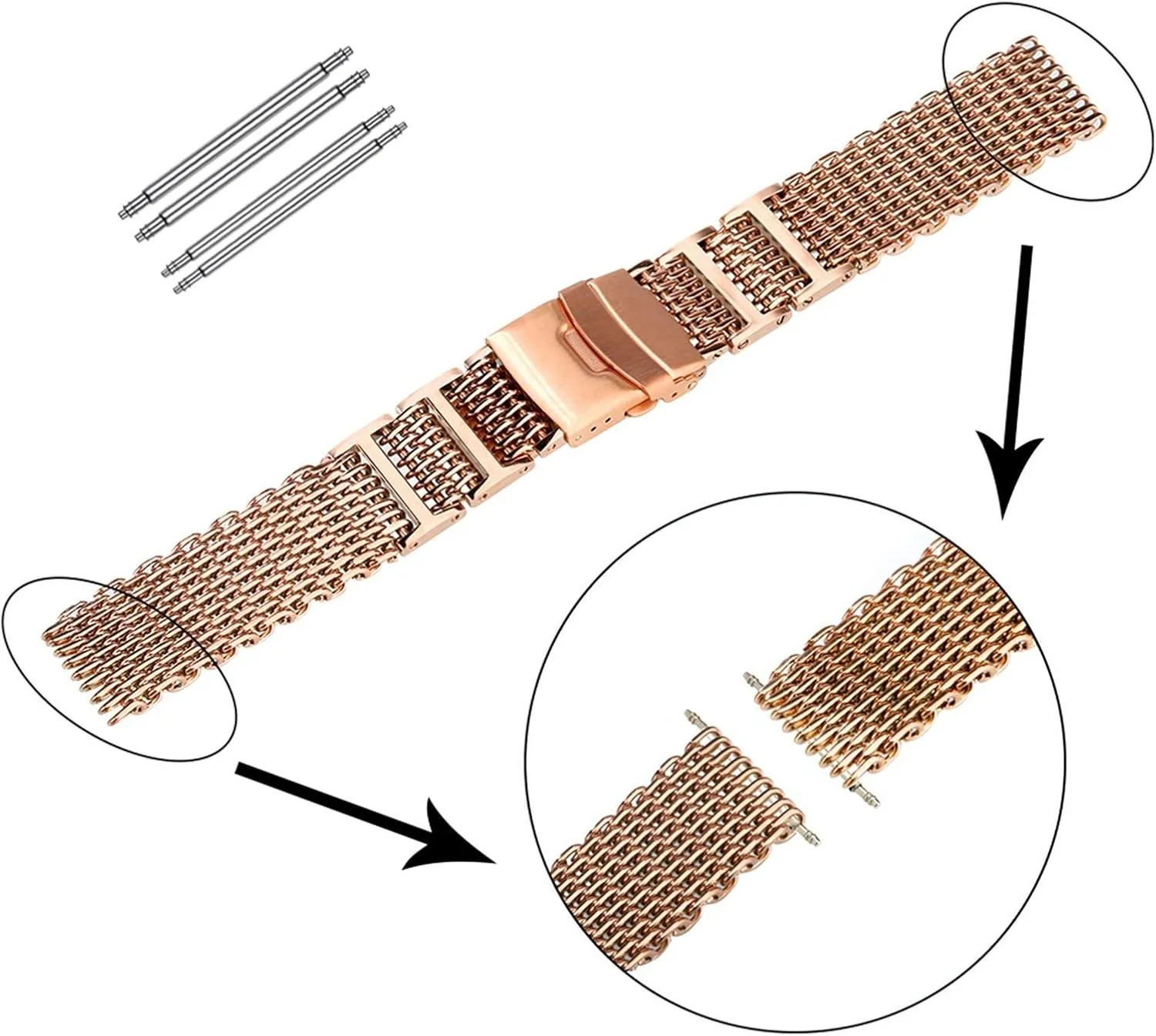 gold/rose gold/blue replacement spring accessories watch strap spidery millennium synchronizer offering 20mm 22mm 24mm width band stainless steel straps 