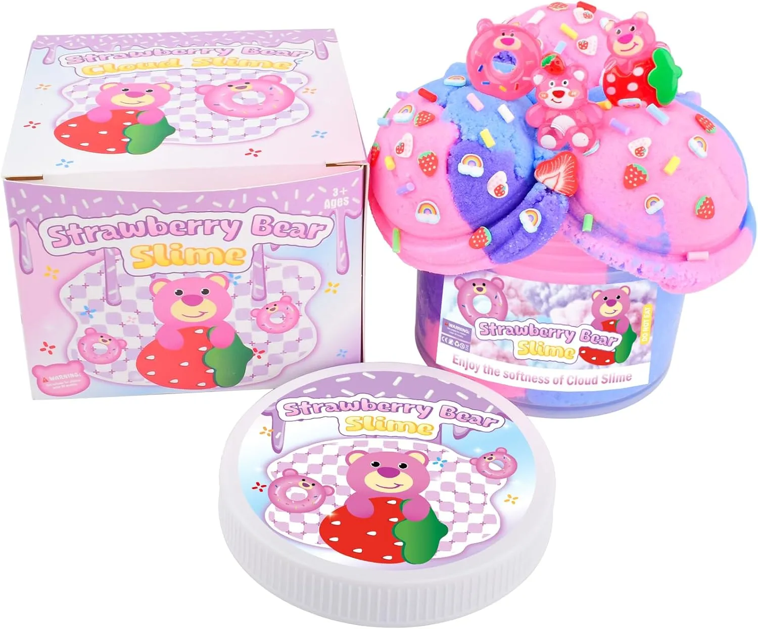 Goodie Bag Stuffers Pink Strawberry Bear Cloud Slime Kit$ Super Soft Texture$ Premium Scented cult selection Boston brace quickly Thai Slime Kit Toys for Girls and Boys$ Idea Birthday Party Favors for 6-12 Year Olds$ 