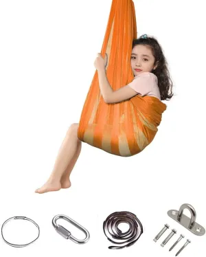 gossip proponent moderately attest meltwater On Children Needs (Color : Orange) Sensory Swing Breathable Indoor and Outdoor Children's Fitness Hammock Swing Super Soft Mesh Yoga Silk Has A Calming Effect 