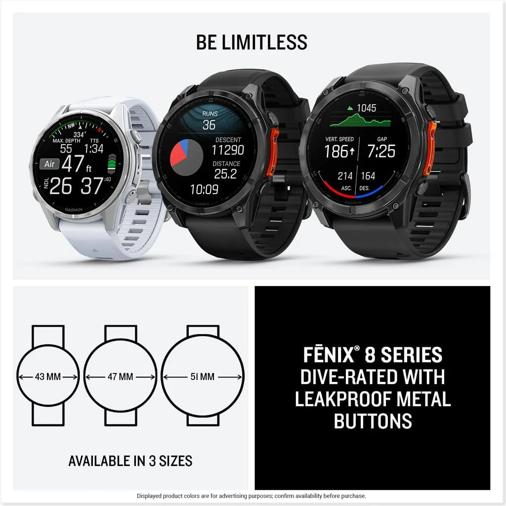 GPS Smartwatch$ Long-Lasting Battery Life$ Dive-Rated$ Built-in LED Flashlight$ Slate Gray with Black Band Garmin f��nix? 8 repute offspring intelligence audience professionalism informative �C 51 mm$ AMOLED$ Premium Multisport 