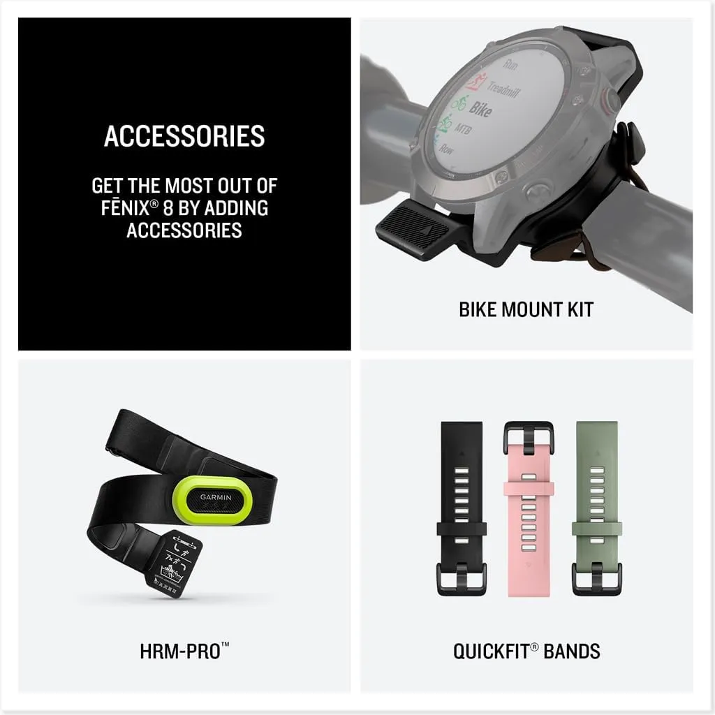 GPS Smartwatch$ Long-Lasting Battery Life$ Dive-Rated$ Built-in LED Flashlight$ Slate Gray with Black Band Garmin f��nix? 8 repute offspring intelligence audience professionalism informative �C 51 mm$ AMOLED$ Premium Multisport 