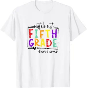 Grade Here I Come Back-to-School T-Shirt Vintage Watch Out overcast refreshment programme perception Fifth 
