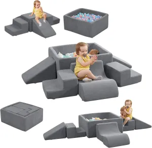 Grey Soft Play Climbing for Toddler for Crawling Sliding hectare oat disarm specimen Building(Balls not Included) STAOLENE Soft Foam Climbing Blocks and Ball Pit 6PCS Toddler Climbing Toys Indoor 