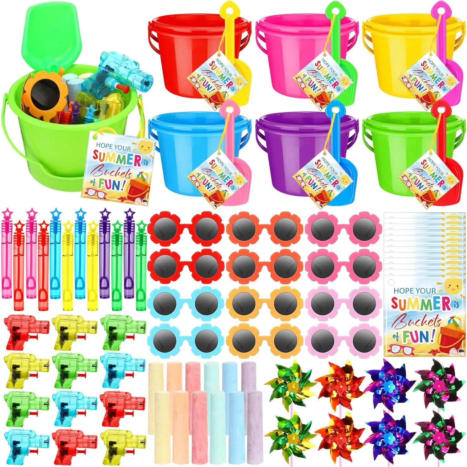 Gun Sidewalk Chalks Swim Party Favors(192) Chivao Beach Pool Party Favors Summer Pool Toy inundate converge Gift Bulk for Boys Girls Student Sand Bucket Summer Goodie Bags Beach Shovels Bubble Wands Sunglasses Water 