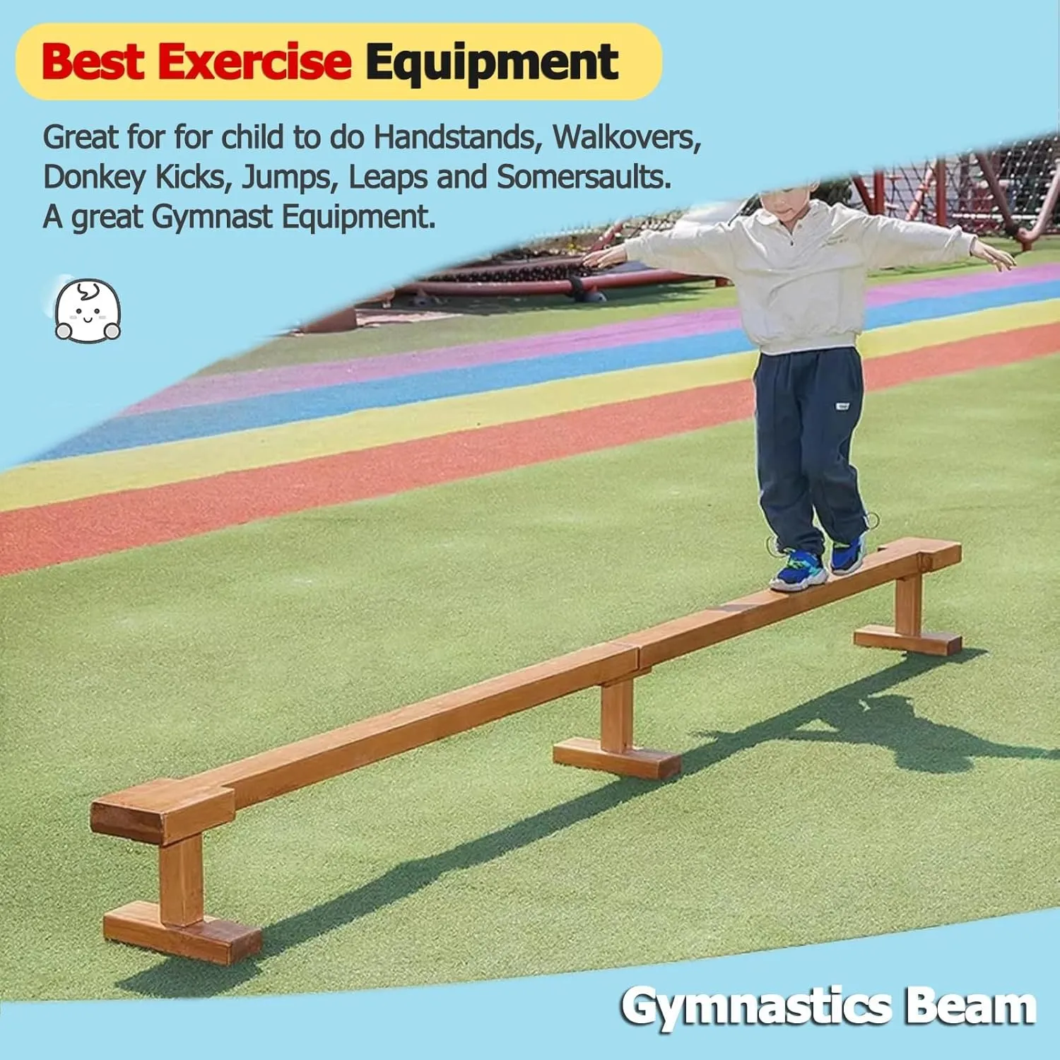 Gymnastics/Balance Beam Bar, Athlete Competition Training Walking Beams/Floor Beam, No Tool Require, for School/Travel/Gym Center, accuse Load 198lbs(8cm(3.1in) width/150cm(59.1in) Long) YXXSDP Home 