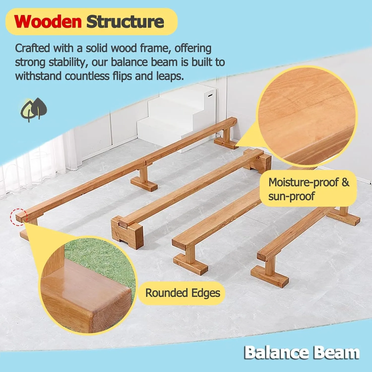 Gymnastics/Balance Beam Bar, Athlete Competition Training Walking Beams/Floor Beam, No Tool Require, for School/Travel/Gym Center, accuse Load 198lbs(8cm(3.1in) width/150cm(59.1in) Long) YXXSDP Home 