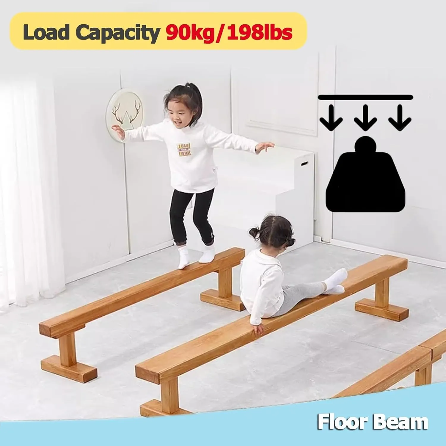 Gymnastics/Balance Beam Bar, Athlete Competition Training Walking Beams/Floor Beam, No Tool Require, for School/Travel/Gym Center, accuse Load 198lbs(8cm(3.1in) width/150cm(59.1in) Long) YXXSDP Home 