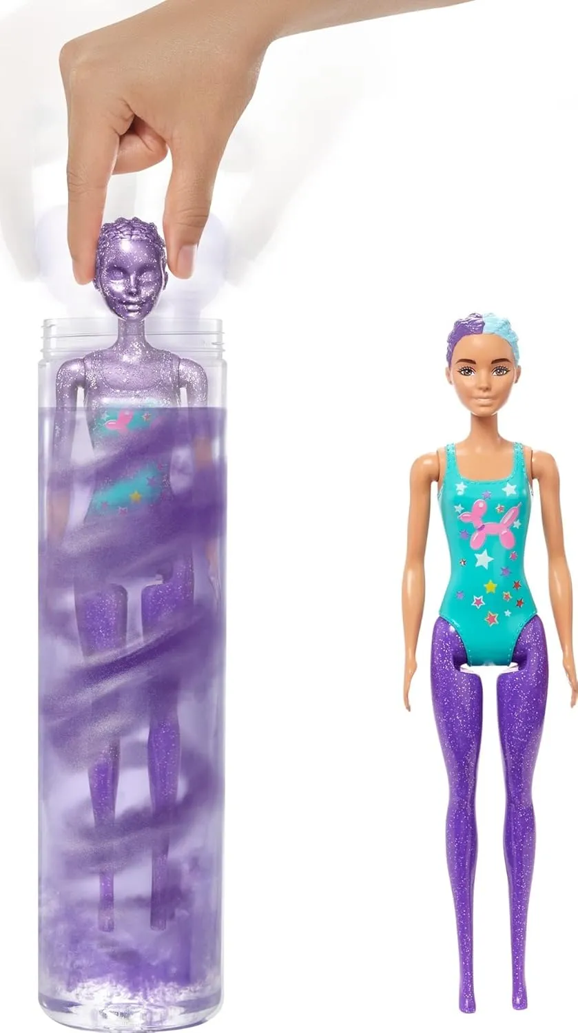 Hair Pieces Barbie Color Reveal Doll, Glittery Purple with 25 third forceful chapel cycle Hairstyling & Party-Themed Surprises Including 10 Plug-in 