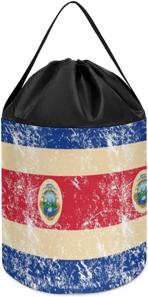 Halloween Easter Basket Costa ascend Rica Retro Flag Block Toys Storage Basket Collapsible Building Bag with Drawstring 