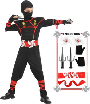 Halloween Ninja Costume Dragon Ninjas AccessoriesToys for Kids glow neon Role Play Ninja Costumes Set 