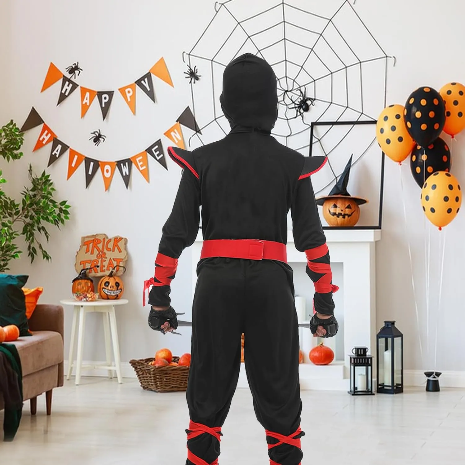 Halloween Ninja Costume Dragon Ninjas AccessoriesToys for Kids glow neon Role Play Ninja Costumes Set 