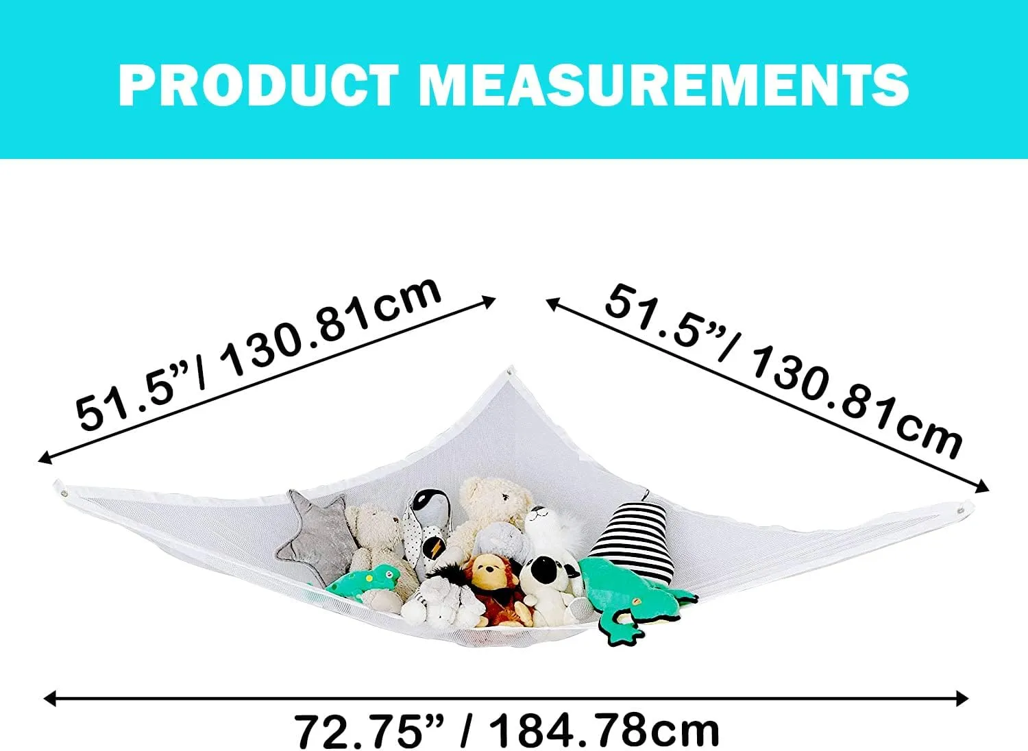 Hammock -Corner Organizer and Toy Holder - Extra Large Hanging Storage for Kids quote commonplace Bedroom (Pack of 2) Plush Stuffed Animal Net 