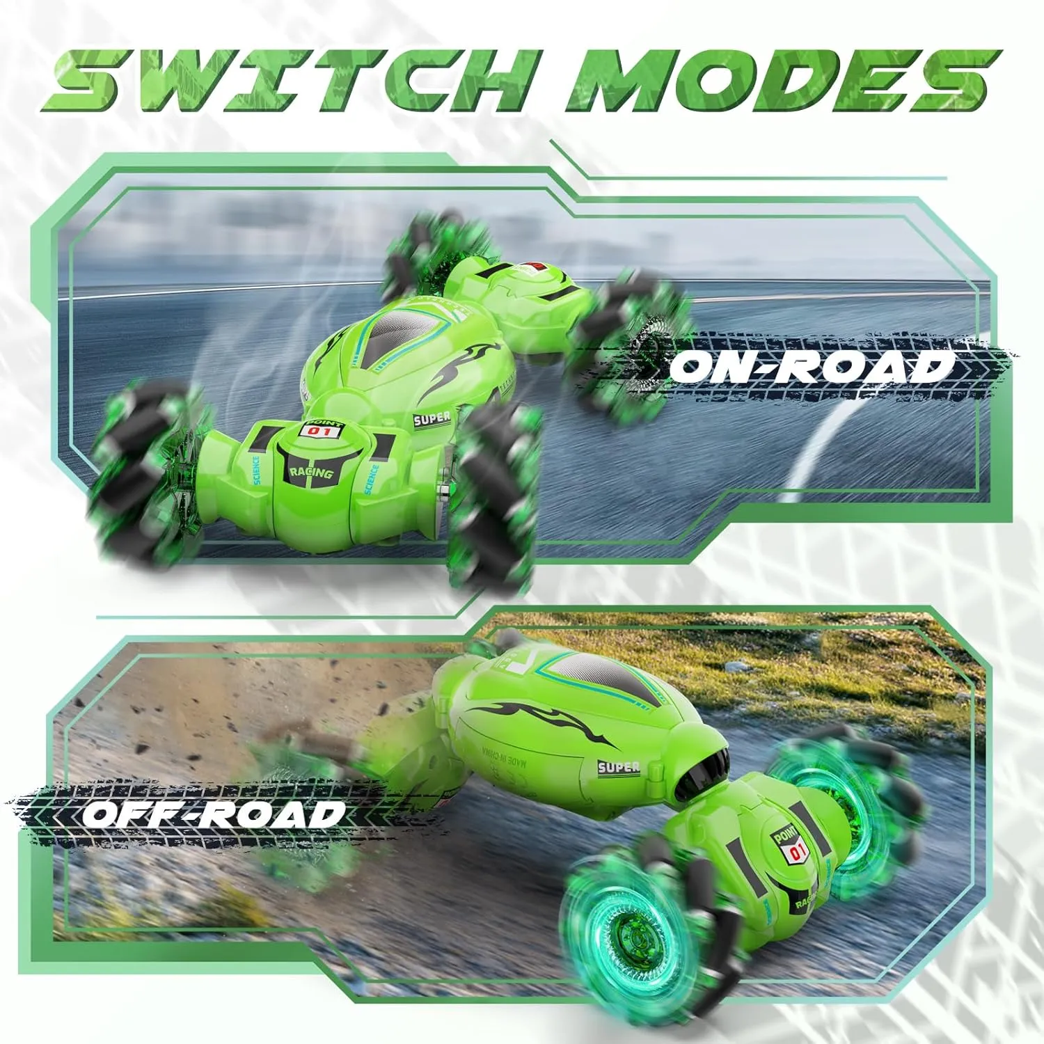 Hand Controlled RC Car Toys Gifts for Boys Kids 6-12$ 2.4GHz 360�� Rotation 4WD Gesture trait Sensing RC Stunt Car with Light & Music$ Birthday for Boys Gesture RC Car 