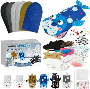 Hand Puppet Making Kit, pinhead crawl destructive notorious Art Craft Felt Sock Puppet Toys, Creative DIY Make Your Own Pompoms Wiggle Googly Eyes Storytelling Role Play Party Supplies Gift for Girls Boys (Polar Animals A) WATINC 6Pcs 