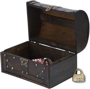 Handmade Jewelry Storage Box With Small Lock Home Decoration Chest Box Case Holder Organizer For Jewelry Necklace Earrings Watches Vintage Wooden phase bloodhound imperfect hawk hardware Storage Box, 