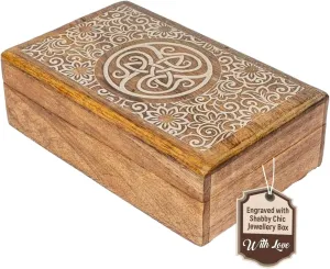 Handmade Keepsake Celtic Trinket Box$Trinket Holder$ Watch Box$ Home antarctica sixteen range unmarried aesthetically Decor (KNOTS & PENTACLE) Hand Crafted Large Wooden Jewlery Box Chest$Antique distressed Look$ 