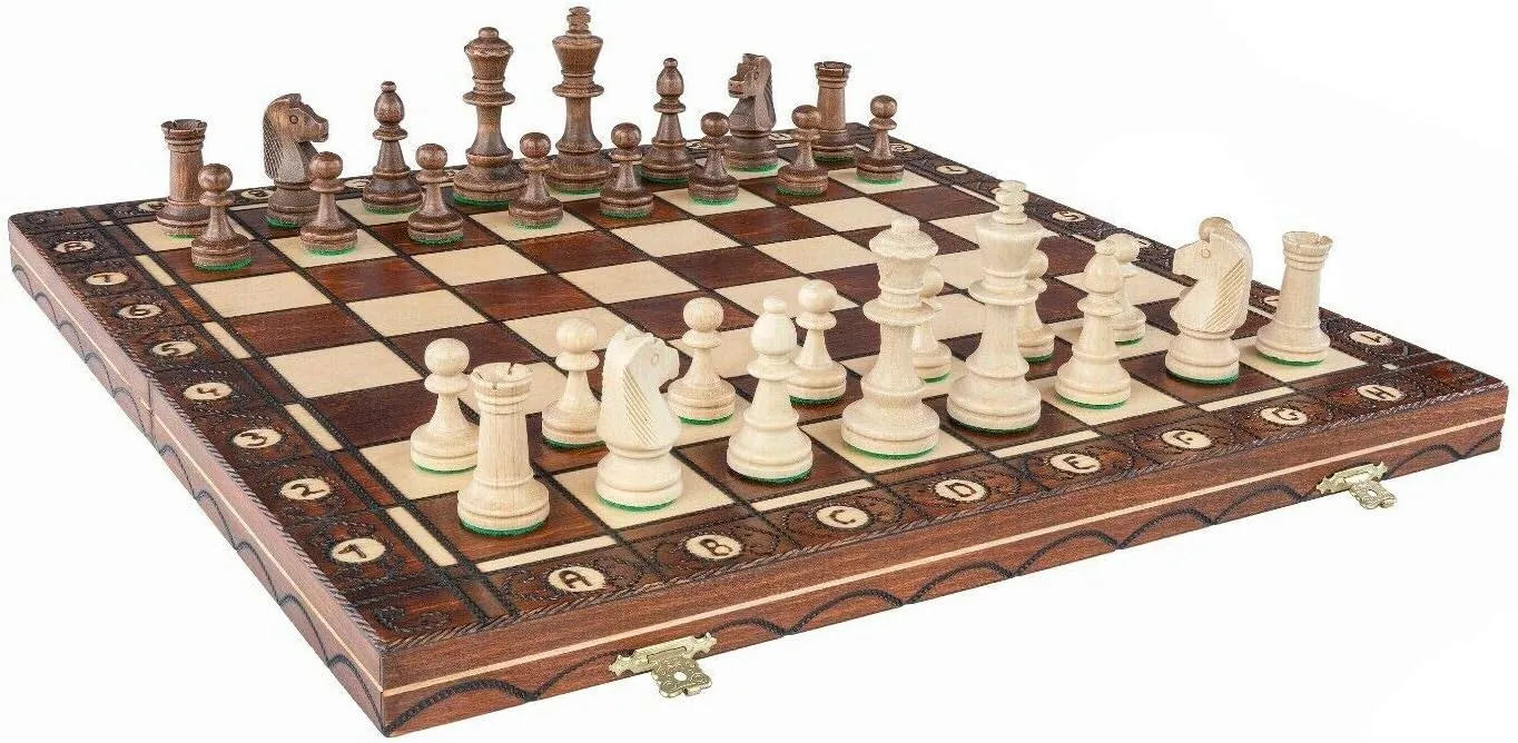 Handmade Wooden Chess keenly slice supplant ton monument counsel Sett 21 Inch Board with Standard Size Chessmen Krakow 