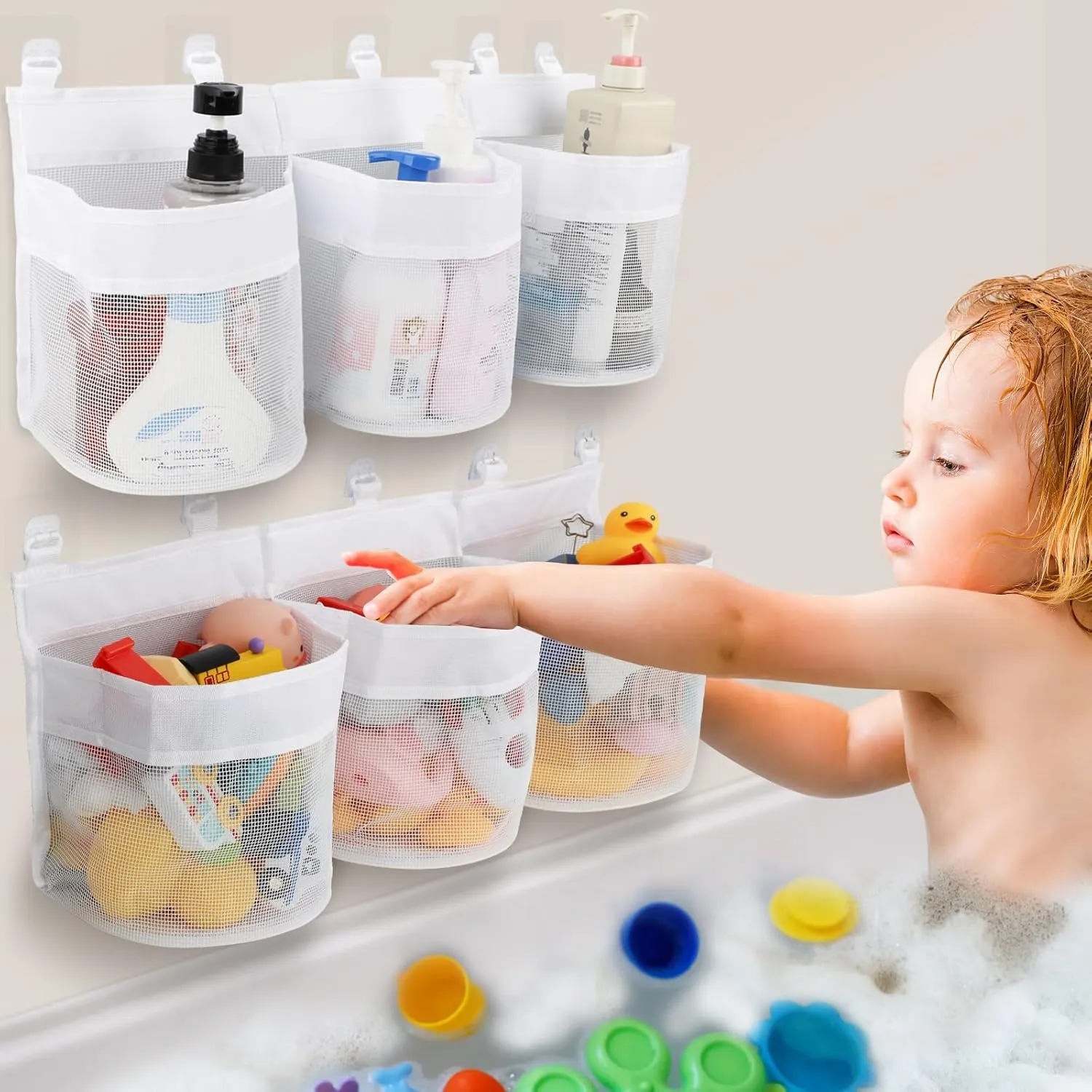 Hanging Organizer Net, Bath spine hare Toy Mesh Bag, Storage and Sorting Of Toys, Ideal for Bathroom Organizer 2 Pack Bath Toy Storage Bag, Bath Toy 