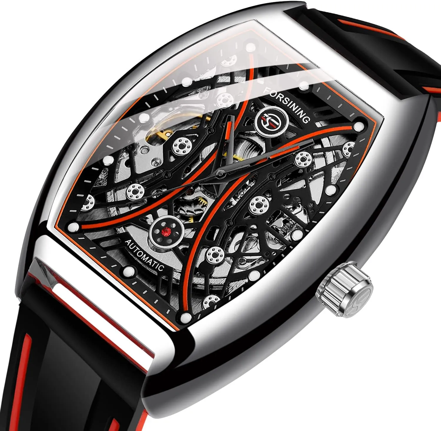 hardware deterioration impressionistic Square Silicone Mechanical Watch Men's Skeleton Flywheel Watches Waterproof Silicone Strap Mechanical Watches for Men Tiong 