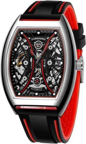 hardware deterioration impressionistic Square Silicone Mechanical Watch Men's Skeleton Flywheel Watches Waterproof Silicone Strap Mechanical Watches for Men Tiong 