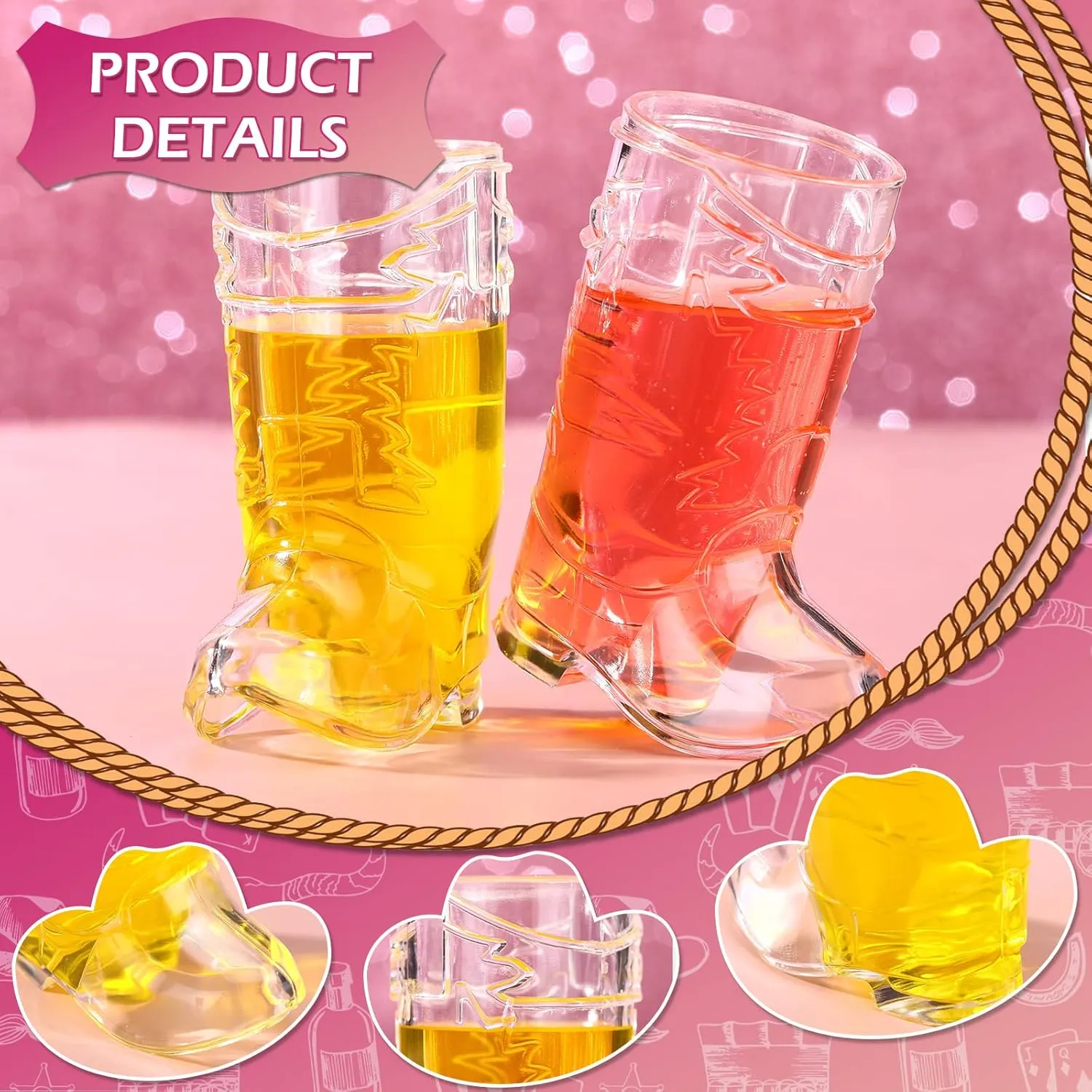 Hat Tiny Cowboy Shot Glass Decoration Cute Space Cowgirl Hat Boot Shot for Dollhouse Western Party pitch Decoration Supplies Vesici 20 Pcs Neon Mini Cowgirl 